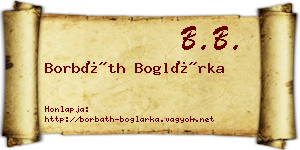 Borbáth Boglárka névjegykártya